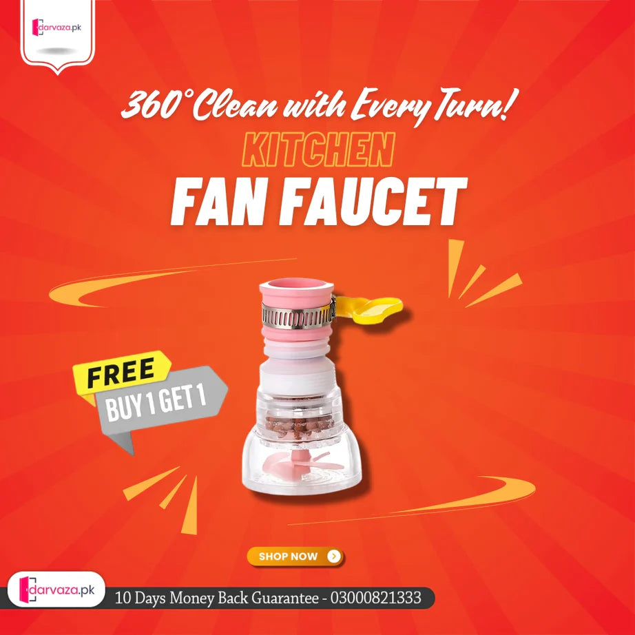 Mega Sale Buy 1 Get 1 Free Offer Imported Fan Faucet With Clip 360 Adjustable Flexible Kitchen Faucet Tap Water Filter Rs 599