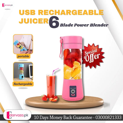 USB Rechargeable Juicer 6 Blades Electric Blender Portable Mixer